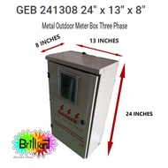 Three Phase 3Phase Outdoor Meter Box (Metal) GEB 24” x 13” x 08” Weatherproof Box + Free Gift
