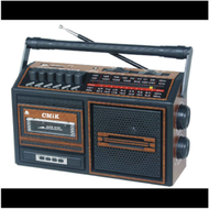 Others - 老式收音磁帶機 多功能多波段手提仿古播放收音機（木紋 28*13*18cm）