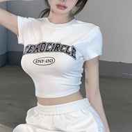 Áo Croptop Ôm Body Nữ ZERO CIRCLE Cổ Tròn Tay Ngắn Áo Thun Croptop Kiểu In Họa Tiết GUVIA CR87