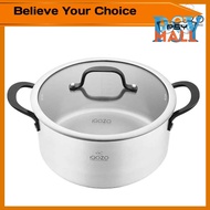 Promotion  -  [ Local Ready Stocks ] iGOZO 24CM ELITE 304 STAINLESS STEEL CASSEROLE + GLASS LID COOKWARE KITCHENWARE P