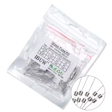 12values*5pcs=60pcs 3.6*10mm Glass fuse Slow blow 250V 3.6x10 0.1A 0.25A 0.5A 1A 2A 3A 3.15A 5A 6.3A