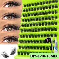 DIY Eyelash Cluster 10 Rows Lashes 120 PCS Natural False Eyelashes Beginner Eyelash Extension Tool