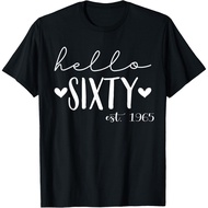 Summer hot selling men's T-shirt Hello Sixty Est 1965 61 Years Old 61th Birthday T Shirt Humor Short