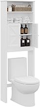 Reettic Tall Over The Toilet Storage with Two Doors, Free Standing Bathroom Space Saver with Inner Adjustable Shelf, Wooden Bathroom Cabinet Organizer Over Toilet, White BMGZ151W