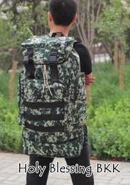 กระเป๋าเป้สะพายหลัง 70 L เดินป่า กีฬา คอมพิวเตอร์ กระเป๋าสัมภาระเดินทาง สีเขียวพรางทหาร