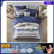 Madison Park 8pc Marina Comforter Quilt Set Luxury Down Bedding Shams Pillows, King Queen Seersucker Blue