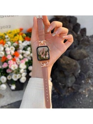 1 correa de cuero elegante y delgada compatible con Apple Watch para mujeres delgada deportiva de 38mm 40mm 41mm 42mm 44mm 45mm 49mm, correa para la serie Ultra 9/8/7/6/5/4/3/2/1 SE