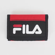 FILA [OTW-3010-RD] 皮夾 三摺 運動 短夾 卡夾 經典 LOGO 簡約 魔鬼氈 黑 紅