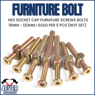 M6 Furniture Bolt l Furniture Bolts Barrel Hex Grip Screws Furniture Screws and Bolts 4EVER HARDWARE