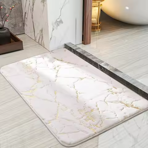 Oversized Bath Mat 80x120cm 60x90cm 50x80cm 40x60cm Black White Marble Fluffy Floor Rugs Fuax Rabbit