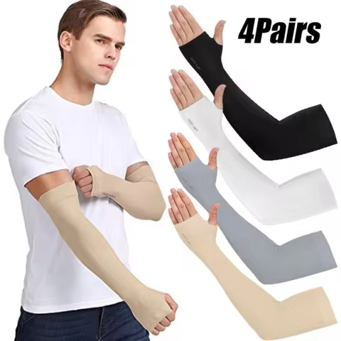 4 Pairs Summer Ice Silk Sun Protection Ice Sleeve Unisex Fashion Outdoor Sports Cycling Driving Sun 