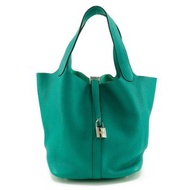 【日本直送】愛馬仕 HERMES Picotin Lock MM 手提包 Taurillon Clemence 牛皮 綠色 X 女仕【二手】