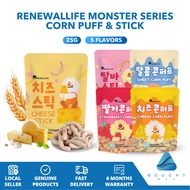 Renewallife Monster Series Corn Puff & Stick 25g – Baby Snack 12 Months+, Healthy & Tasty Treat