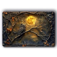 CIFbuy Halloween Owl Metal Wall Decor Rustic Home Art Fall Wildlife Tin Sign