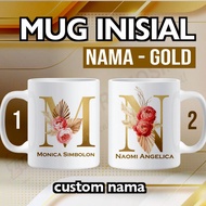 Mug Inisial Nama Tema GOLD PREMIUM - Custom Nama