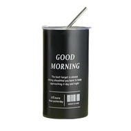 600Ml Cangkir Kopi dengan Jerami Stainless Steel Termos Botol Air Es Kopi Amerika Mug Tumbler Vacuum