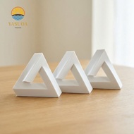 LARGLO Geometric Optical Illusion, 3D Printed Minimal White Impossible Triangle Ornament, Creative V