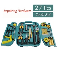 27pcs Hardware Hand Tools Set 27in1 Plier Screwdriver Repairing Tool Kit with Box Case HT27
