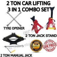 2 Ton 3 IN 1 COMBO SET Heavy Duty Manual Jack & 2Ton Jack Stand & Tyre opener T