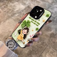 Phone Case Hard Silicone Green Plush Girl Four-leaf Clover Suitable for iPhone 15promax 16promax 11p
