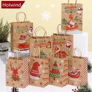 HOTWIND Xmas Gift Bag Christmas Kraft Paper Bags Candy Cookie Packaging Bag New Year Party for Snack Present Packing Xmas Bag A3Y9