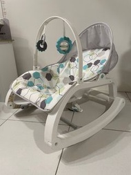 新北 台北面交 正版Fisher price 費雪可折疊兩用震動安撫搖搖椅-繽紛幾何 配件完整