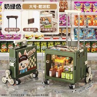 多功能家用購物車 大容量卡通印花雙開門拉杆車 帶輪爬坡取快遞推車