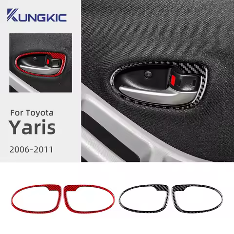 Real Soft Carbon Fiber Sticker For Toyota Yaris 2006 2007 2008 2009 2010 2011 LHD RHD Car Door Handl
