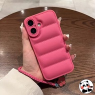 Down Jacket Phone Case With Four Leaf Clover Lanyard For Realme Note 60 60X 50 C35 C33 C33S 12 Pro P