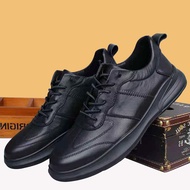 รองเท้าหนังผู้ชายรองเท้าผ้าใบผู้ชายรองเท้าผ้าใบใหม่ 2024 รองเท้าลำลองแฟชั่นเกาหลีรองเท้าหนังสีดำสำหรับผู้ชาย