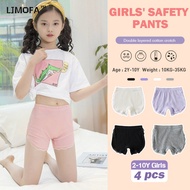 LJMOFA 4PCS Girls Safety Shorts Kids Cotton Shorts Teen Solid Stretchy Short Leggings for 1-9Yrs Gir
