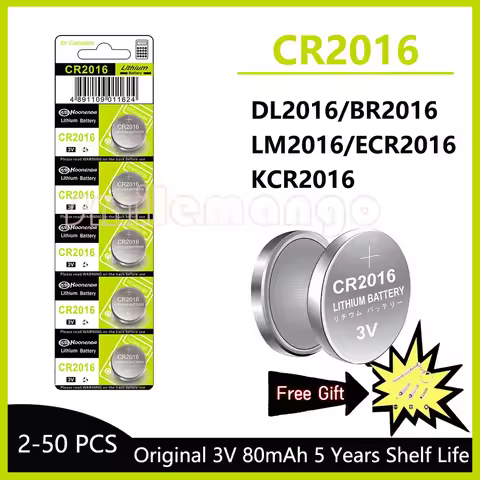 2-50PCS 3V 80mAh CR2016 Button Coin Cell DL2016 ECR2016 BR2016 3V Lithium Battery For Watch Car Key 