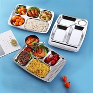 Stainless Steel Dinner Plate Factory School Canteen Dinner Plate 304 Compartments Fast Food Plate Th