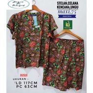 COD| Setelan Batik Kencana Ungu Label Biru MAXI 75 Motif Bunga Terbaru Baby Doll Busui Ld.115 cm - B