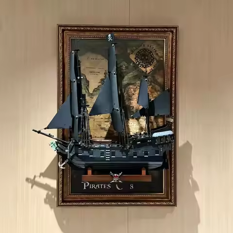 Display Wallboard for LEGO 10365 Black Pearl Ship American Retro Model Kit Wall Mount Frame Compatib