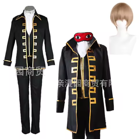 Okita Sougo Cosplay Gintama Cosplay Costume Unisex Uniform with Eye Mask Sougo Okita Wig Halloween C