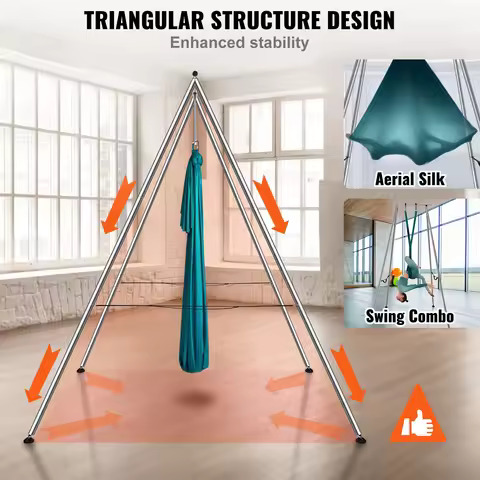 with 6.6 Yards Aerial Silks Max 551lbs Indoor Aerial Rig SucceBuy Aerial Yoga Frame&Hammock 9.67FT P