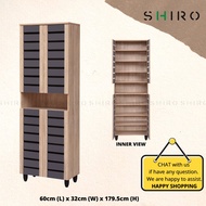 SHIRO 4 door high wooden shoe cabinet / storage cabinet / rak kasut murah / rak kasut kayu bertutup 