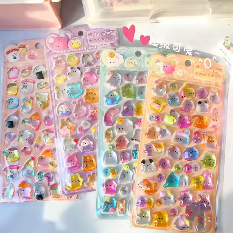1pc Kawaii Japanese Animal 3D Relief Drop Sticker Cute Phone Case Laptop Bottle Decoration for Journ