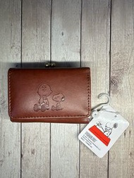 PEANUTS Snoopy 紅棕色復古仿皮革細銀包