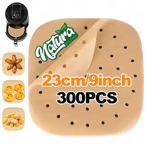23CM Square Air Fryer Non-Stick Perforated Parchment Paper Sheets Disposable Steamer Paper Mat for A