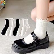 Women Ruffle Cotton Middle Tube Ankle Short Gyaru Y2k Accessories Gothic Lolita Knit Socks Breathabl