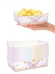 10 cái/20 cái/50 cái Khay giấy đựng thức ăn hình bướm tím Thuyền Nacho hình bướm Khay đựng đồ ăn nhẹ