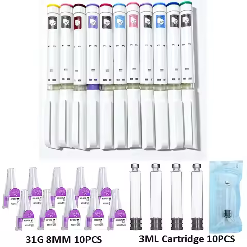 Hot Sale 10PCS Set 60IU Plastic Disposable Injection Pen With 3ml Glass Vial 31G 8MM Needle for Dail