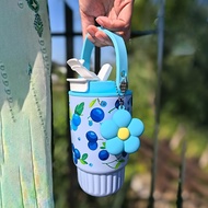 1pc, Stylish Cartoon Pattern Stainless Steel Thermos Cup, 17.60oz/26.40oz Large Capacity Water Bottl