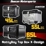 45L Aluminium Top Box X Design Kotak Motosikal Peti Aluminum Box Motorcycle with Universal Base Plat