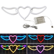 Party Neon Light Led Neon Light Creative Flying Heart Neon Light Wings Design Usb/battery Powered Led Lamp for Party Decoration Favorite