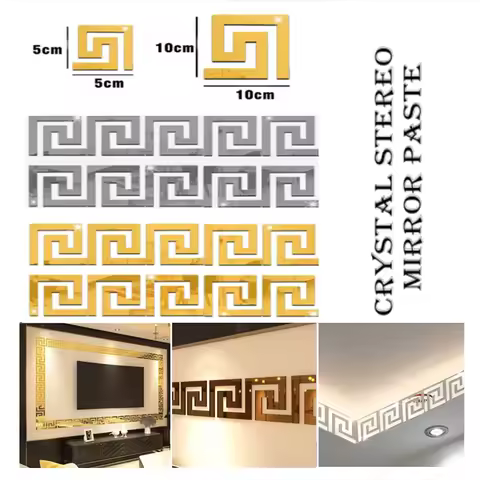 10x10cm Building Border Acrylic Wall Mirror Sticker Wall Art Home 10pcs DIY Decoration Mirror Wall S