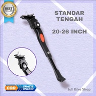 Standar tengah sepeda jangang pinggir lipat mtb bmx 20 - 26 inch alloy anak 20" 24" 26" aluminium kickstand hitam kuat murah samping universal