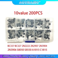 10value 200PCS BC337 BC327 2N2222 2N2907 2N3904 2N3906 S8050 S8550 A1015 C1815 Transistor Assortment